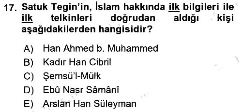 İlk Müslüman Türk Devletleri 2023-2024 Ara Sınav - 17. soru