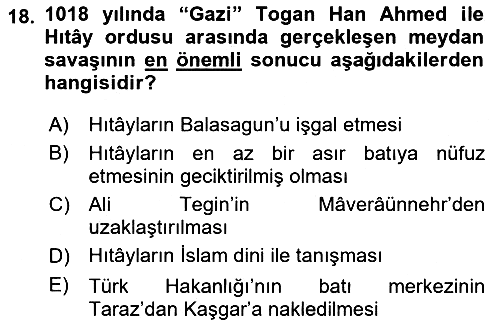 İlk Müslüman Türk Devletleri 2023-2024 Ara Sınav - 18. soru