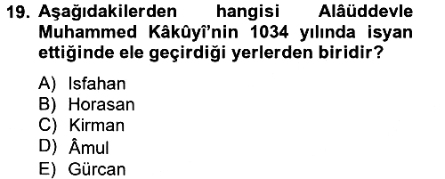İlk Müslüman Türk Devletleri 2012-2013 Dönem Sonu Sınavı - 19. soru
