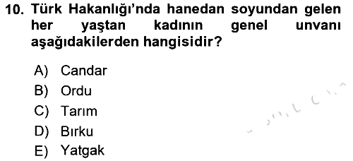 İlk Müslüman Türk Devletleri 2015-2016 Dönem Sonu Sınavı - 10. soru