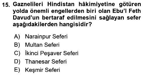 İlk Müslüman Türk Devletleri 2018-2019 Dönem Sonu Sınavı - 15. soru
