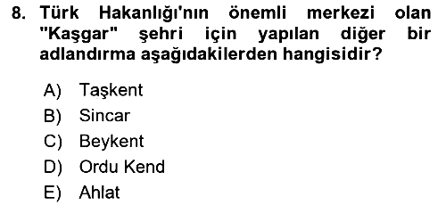 İlk Müslüman Türk Devletleri 2024-2025 Dönem Sonu Sınavı - 8. soru