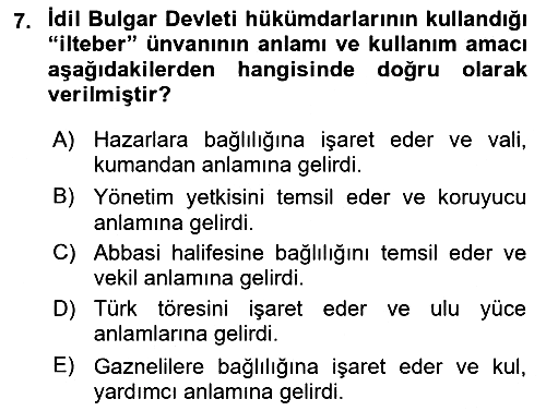 İlk Müslüman Türk Devletleri 2024-2025 Yaz Okulu Sınavı - 7. soru