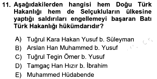 İlk Müslüman Türk Devletleri 2024-2025 Yaz Okulu Sınavı - 11. soru