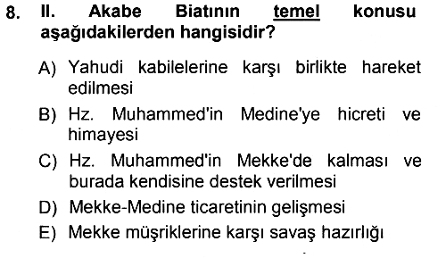 İslam Tarihi ve Medeniyeti 1 2012-2013 Ara Sınav - 8. soru