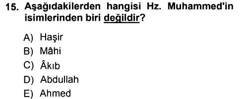 İslam Tarihi ve Medeniyeti 1 2012-2013 Ara Sınav - 15. soru