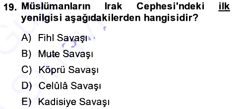 İslam Tarihi ve Medeniyeti 1 2013-2014 Ara Sınav - 19. soru