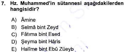 İslam Tarihi ve Medeniyeti 1 2015-2016 Ara Sınav - 7. soru