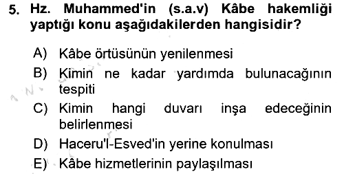 İslam Tarihi ve Medeniyeti 1 2016-2017 Ara Sınav - 5. soru