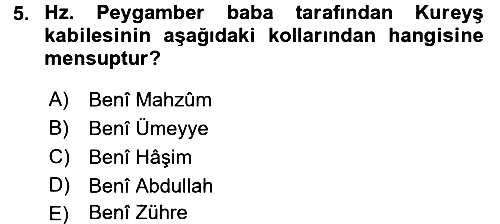 İslam Tarihi ve Medeniyeti 1 2017-2018 Ara Sınav - 5. soru