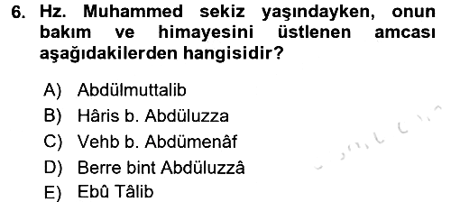 İslam Tarihi ve Medeniyeti 1 2017-2018 Ara Sınav - 6. soru