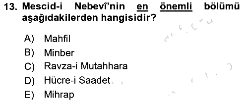 İslam Tarihi ve Medeniyeti 1 2017-2018 Ara Sınav - 13. soru