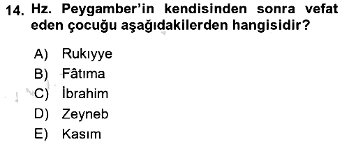 İslam Tarihi ve Medeniyeti 1 2017-2018 Ara Sınav - 14. soru