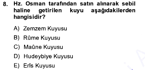 İslam Tarihi ve Medeniyeti 1 2013-2014 Dönem Sonu Sınavı - 8. soru