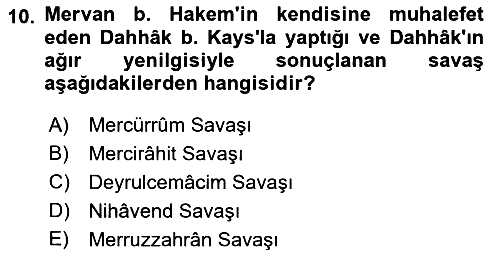 İslam Tarihi ve Medeniyeti 1 2019-2020 Dönem Sonu Sınavı - 10. soru