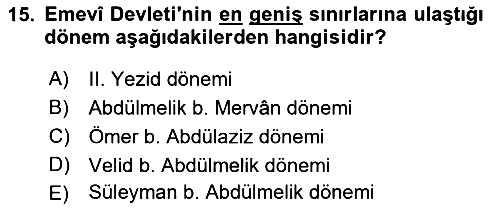 İslam Tarihi ve Medeniyeti 1 2018-2019 Yaz Okulu Sınavı - 15. soru