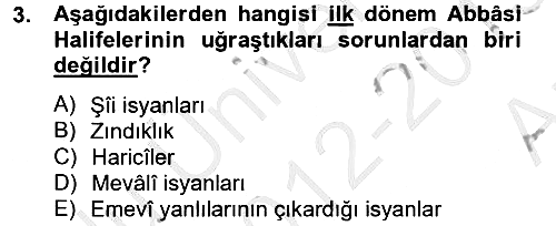 İslam Tarihi ve Medeniyeti 2 2012-2013 Ara Sınav - 3. soru