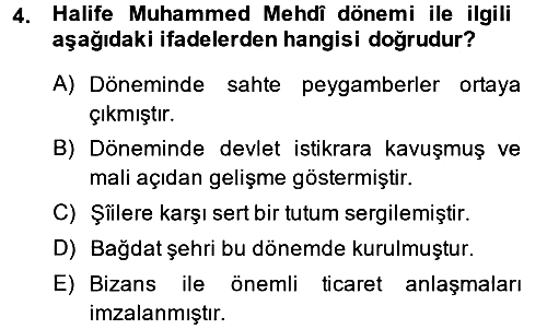 İslam Tarihi ve Medeniyeti 2 2013-2014 Ara Sınav - 4. soru