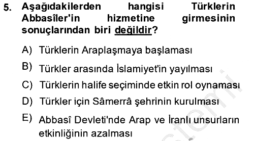 İslam Tarihi ve Medeniyeti 2 2013-2014 Ara Sınav - 5. soru
