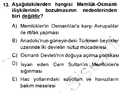 İslam Tarihi ve Medeniyeti 2 2014-2015 Ara Sınav - 13. soru