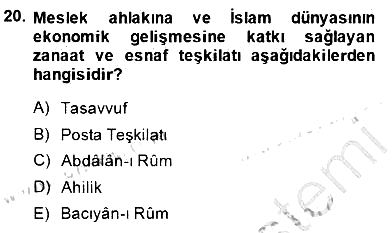 İslam Tarihi ve Medeniyeti 2 2014-2015 Ara Sınav - 20. soru