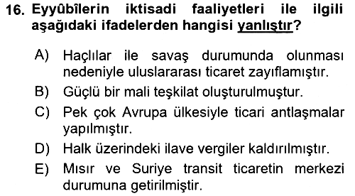 İslam Tarihi ve Medeniyeti 2 2016-2017 Ara Sınav - 16. soru