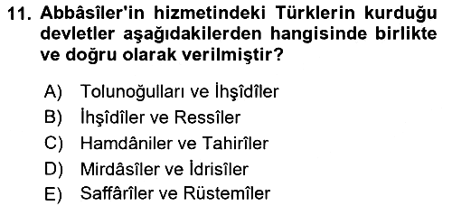 İslam Tarihi ve Medeniyeti 2 2021-2022 Ara Sınav - 11. soru