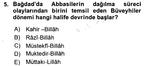 İslam Tarihi ve Medeniyeti 2 2024-2025 Ara Sınav - 5. soru