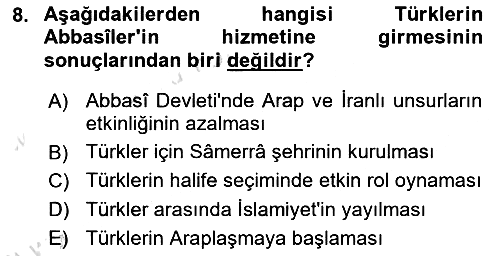 İslam Tarihi ve Medeniyeti 2 2025-2026 Ara Sınav - 8. soru