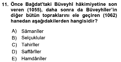 İslam Tarihi ve Medeniyeti 2 2025-2026 Ara Sınav - 11. soru