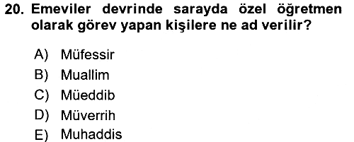 İslam Tarihi ve Medeniyeti 2 2015-2016 Dönem Sonu Sınavı - 20. soru