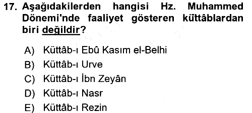 İslam Tarihi ve Medeniyeti 2 2017-2018 Dönem Sonu Sınavı - 17. soru