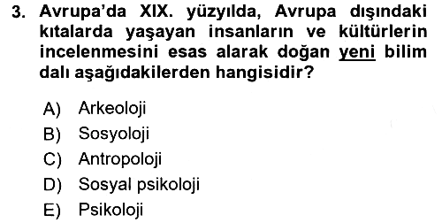 Kültür Tarihi 2017-2018 3 Ders Sınavı - 3. soru