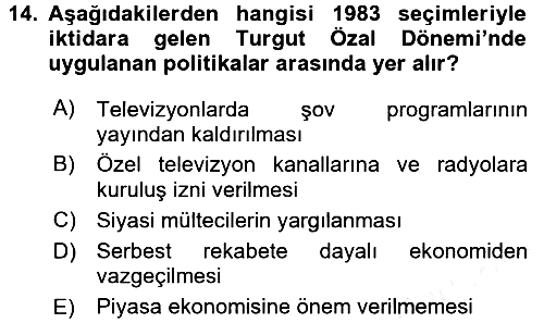 Kültür Tarihi 2017-2018 3 Ders Sınavı - 14. soru