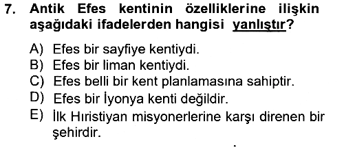 Kültür Tarihi 2012-2013 Ara Sınav - 7. soru