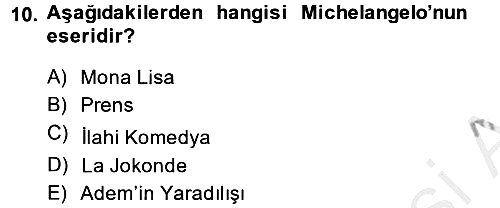 Kültür Tarihi 2014-2015 Ara Sınav - 10. soru
