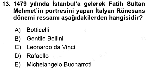 Kültür Tarihi 2015-2016 Ara Sınav - 13. soru