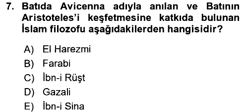 Kültür Tarihi 2016-2017 Ara Sınav - 7. soru