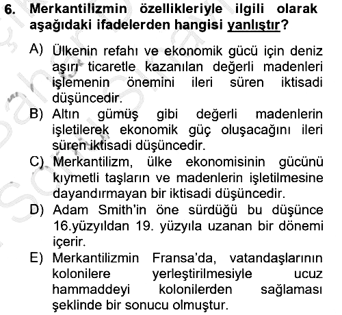 Kültür Tarihi 2012-2013 Dönem Sonu Sınavı - 6. soru