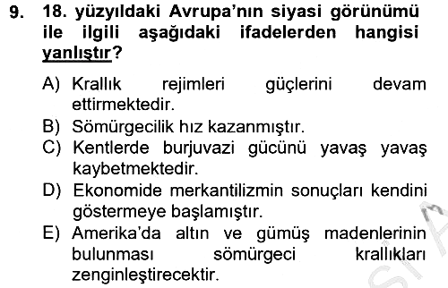 Kültür Tarihi 2012-2013 Dönem Sonu Sınavı - 9. soru