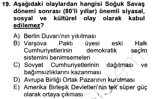 Kültür Tarihi 2012-2013 Dönem Sonu Sınavı - 19. soru
