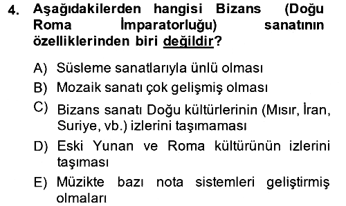 Kültür Tarihi 2014-2015 Dönem Sonu Sınavı - 4. soru