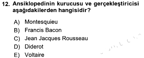 Kültür Tarihi 2015-2016 Dönem Sonu Sınavı - 12. soru