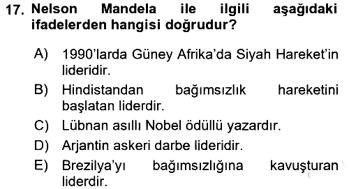 Kültür Tarihi 2015-2016 Dönem Sonu Sınavı - 17. soru