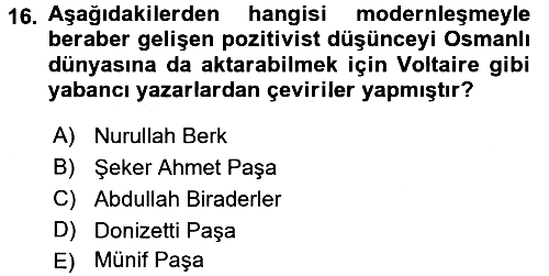 Kültür Tarihi 2017-2018 Dönem Sonu Sınavı - 16. soru