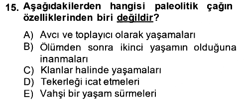 Kültür Tarihi 2014-2015 Tek Ders Sınavı - 15. soru