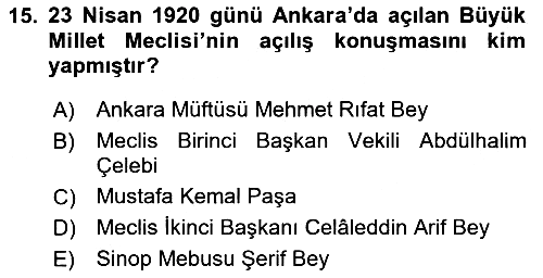 Milli Mücadele Tarihi 2024-2025 Ara Sınav - 15. soru