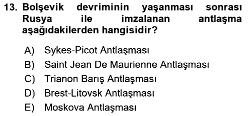 Milli Mücadele Tarihi 2024-2025 Dönem Sonu Sınavı - 13. soru