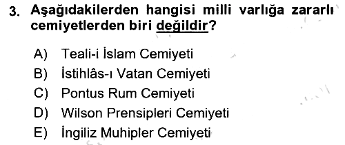Milli Mücadele Tarihi 2025-2026 Dönem Sonu Sınavı - 3. soru