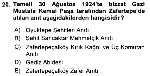 Milli Mücadele Tarihi 2022-2023 Yaz Okulu Sınavı - 20. soru